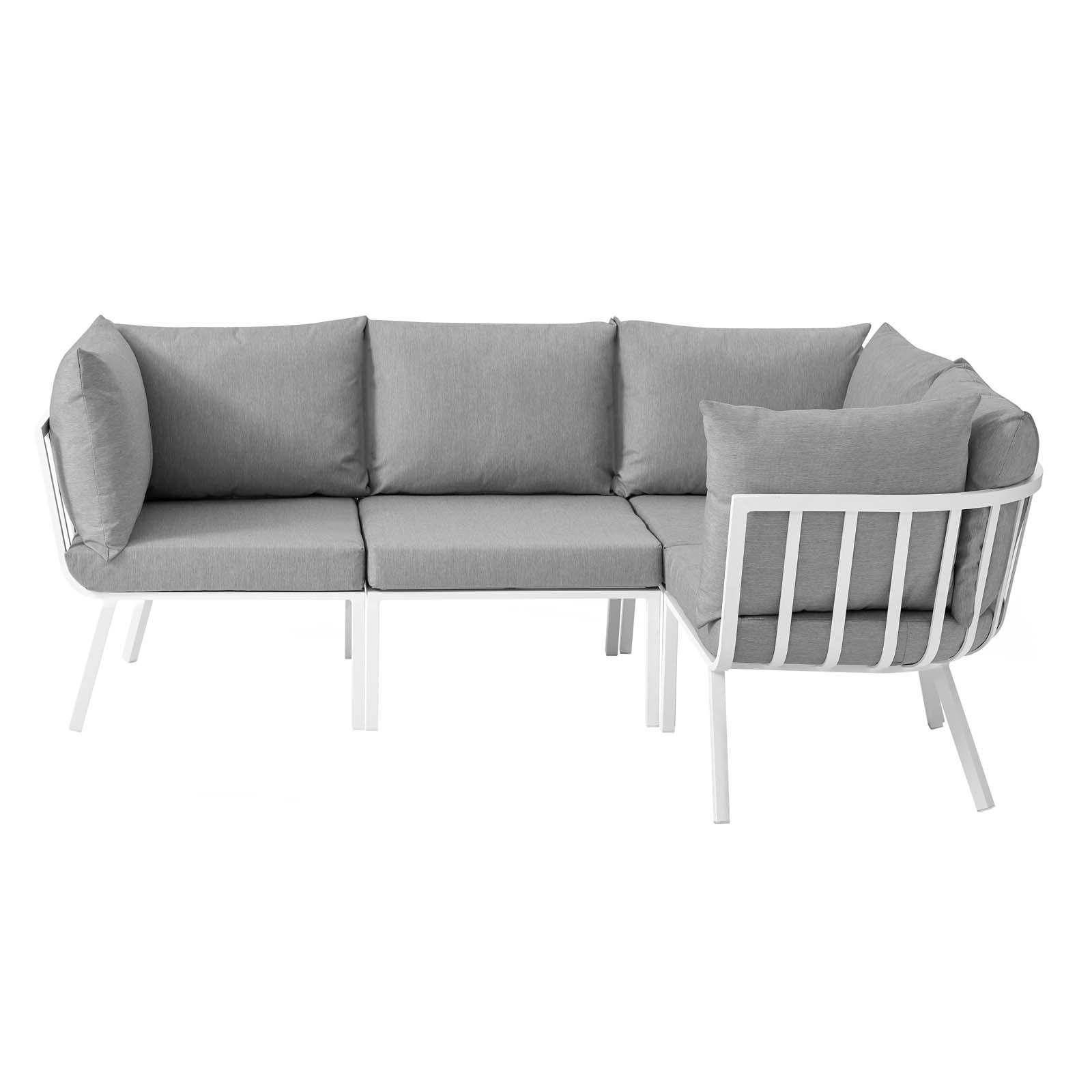 Lounge Sectional Sofa Chair Set, Aluminum, Metal, Steel, White Grey