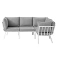 thumbnail image 1 of Lounge Sectional Sofa Chair Set, Aluminum, Metal, Steel, White Grey Gray, Modern Contemporary Urban Design, Outdoor Patio Balcony Cafe Bistro Garden Furniture Hotel Hospitality, 1 of 10
