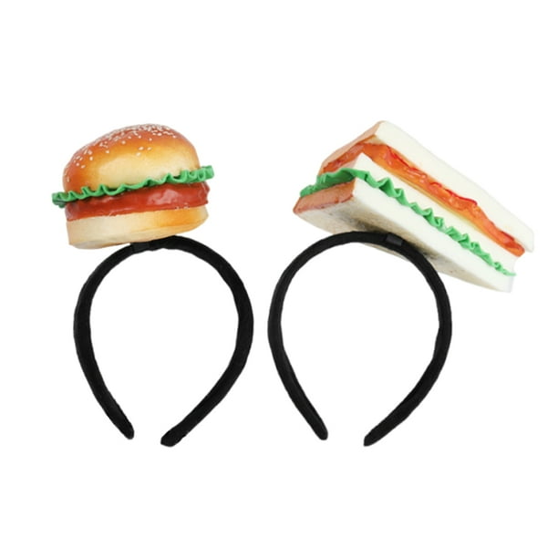 diademas divertidas con forma de hamburguesa y sándwich, novedosas diademas con forma de sombrero de comida, mini diadema con forma de sombrero de comida para accesorios de disfraces navideños