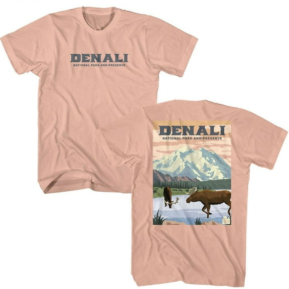 National Parks Denali Poster Art Peach Adult T-Shirt ***F&B*** S