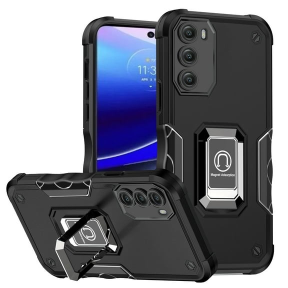 For Motorola Moto G Stylus 5G 2022 Hybrid Magnetic Ring Holder Stand Kickstand Heavy Duty Rugged TPU Silicone Shockproof Cover ,Xpm Phone Case [ Black ]