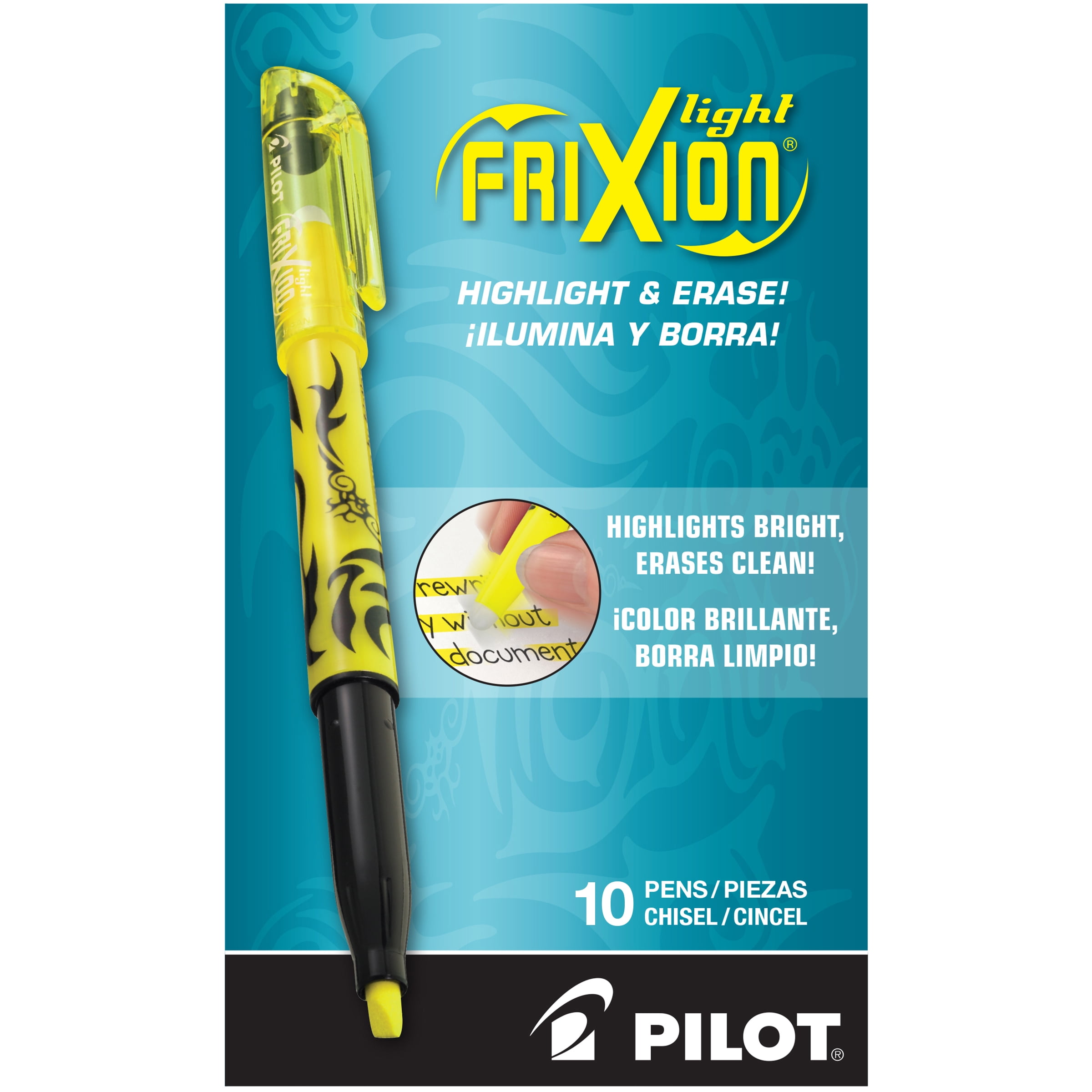 Pilot FriXion Light Erasable Highlighters, Chisel Tip, Yellow, 10Ct