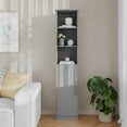 thumbnail image 4 of Flash Furniture Freestanding Linen Tower Storage Cabinet with Magnetic Close Door, In-Cabinet Adjustable Shelf, and 3 Upper Open Shelves in Gray, 4 of 13