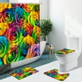 Colorful Rose Sunflower Painted Flower Bathroom Set Shower Curtain
