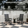thumbnail image 4 of Outsunny Outdoor Rocking Chairs Set of 2, HDPE Patio Rockers with 28" High Back, Wide Armrests and Slatted Seat for Porch Backyard Balcony, Black, 4 of 9