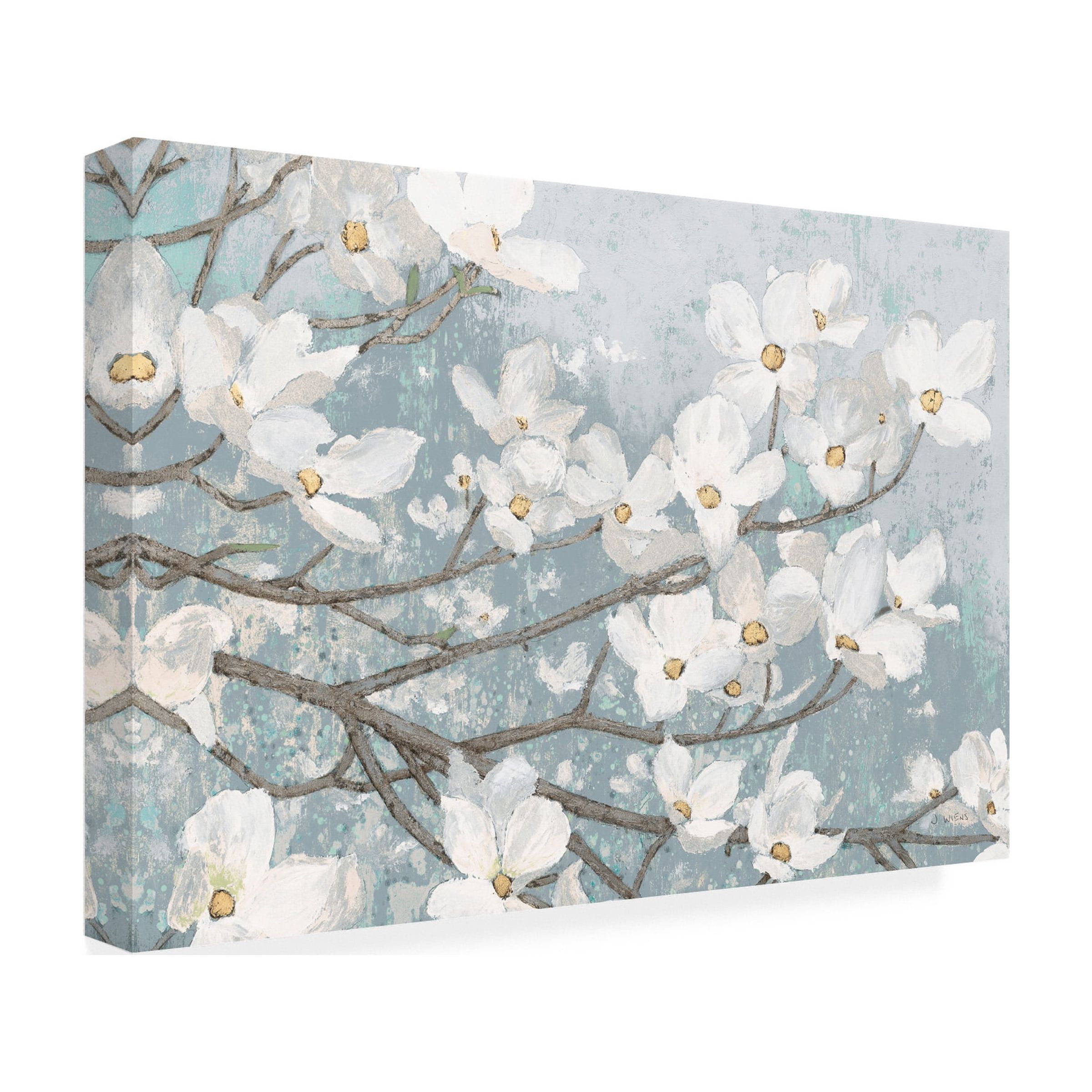 Trademark Fine Art 'Dogwood Blossoms II Blue Gray Crop' Canvas Art by James Wiens