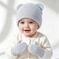 thumbnail image 6 of Povozer Baby Winter Hat Toddler Beanie Hat Winter Baby Knitted Ear Warmers Cute Ear Wool Hat Gloves Set,Size 0-6 Months,Light Gray, 6 of 8