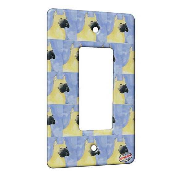 KuzmarK™ 1 Gang Rocker Wall Plate - Fawn Great Dane Dog Modern Art by Denise Every