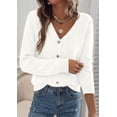 thumbnail image 3 of PRETTYGARDEN Women's Cozy Cardigan Sweater with Button V Neck Long Sleeve Tops Open Front for Fall Clothes Knit Winter Clothing Solid Business Casual & Vacation Outfits, 3 of 8