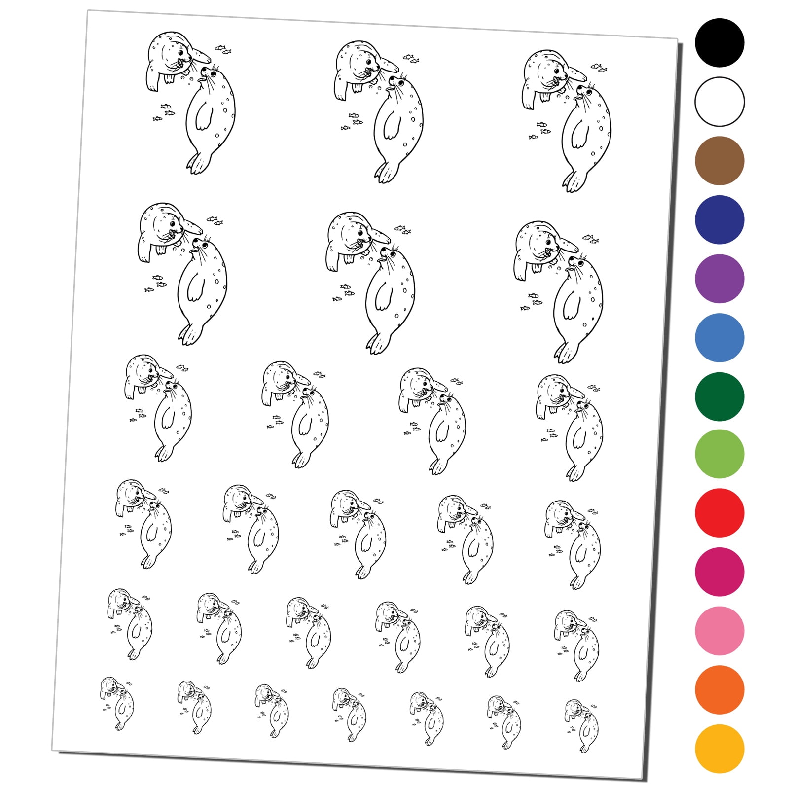 Playful Pair of Spotted Seals Water Resistant Temporary Tattoo Set Fake