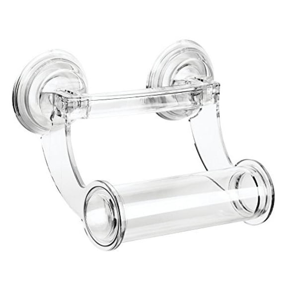 interdesign power lock suction toilet paper holder for bathroom - clear