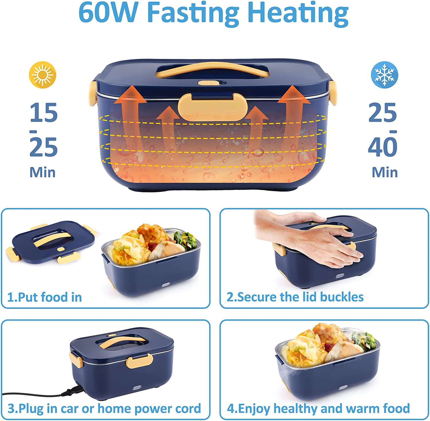 Brewedge Electric Lunch Box Food Heater, Heated Lunch Box for Adults, food  wa