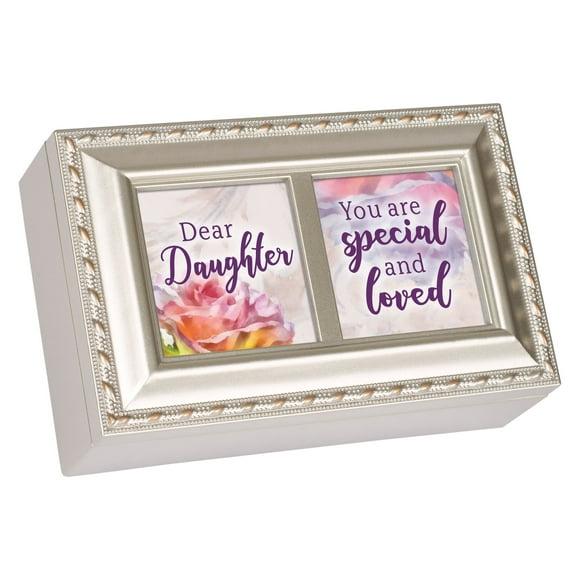 Daughter You Are Loved Woodgrain Rope Trim Petite Music Box Plays You Light Up My Life