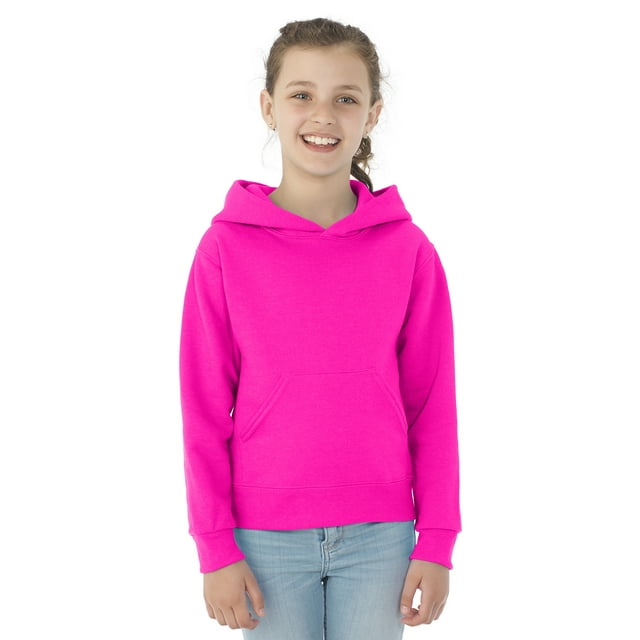 Jerzees Youth NuBlend Pull Over Hooded Sweatshirt, S, Neon Pink
