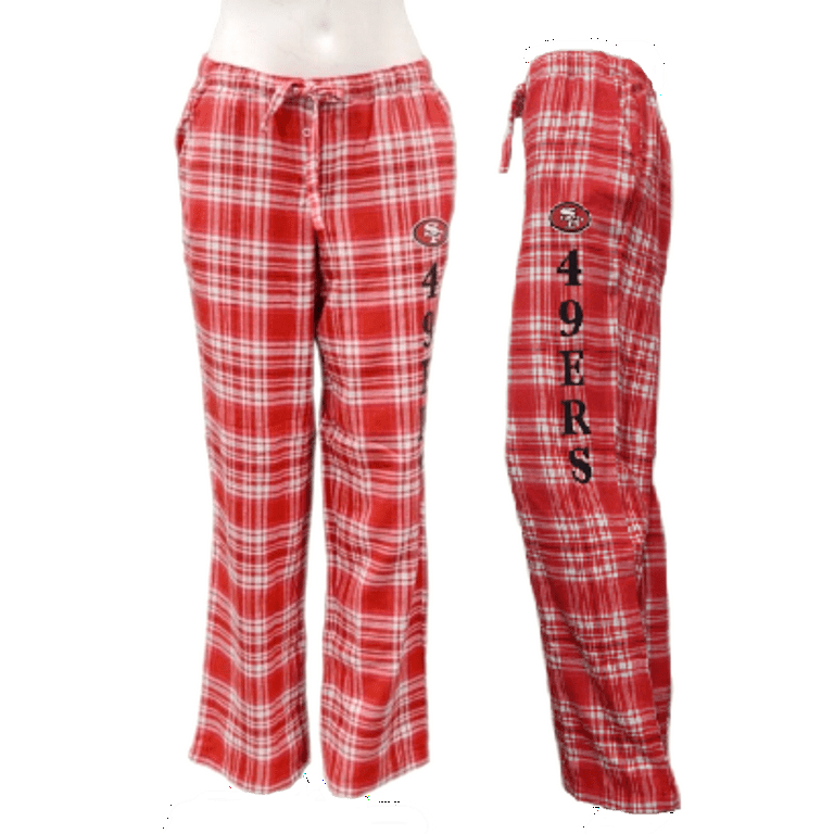 San Francisco Retro Adult Women Flannel Red Plaid Pajama Lounge Sleep Pants  Retro PJ (Size Large) 