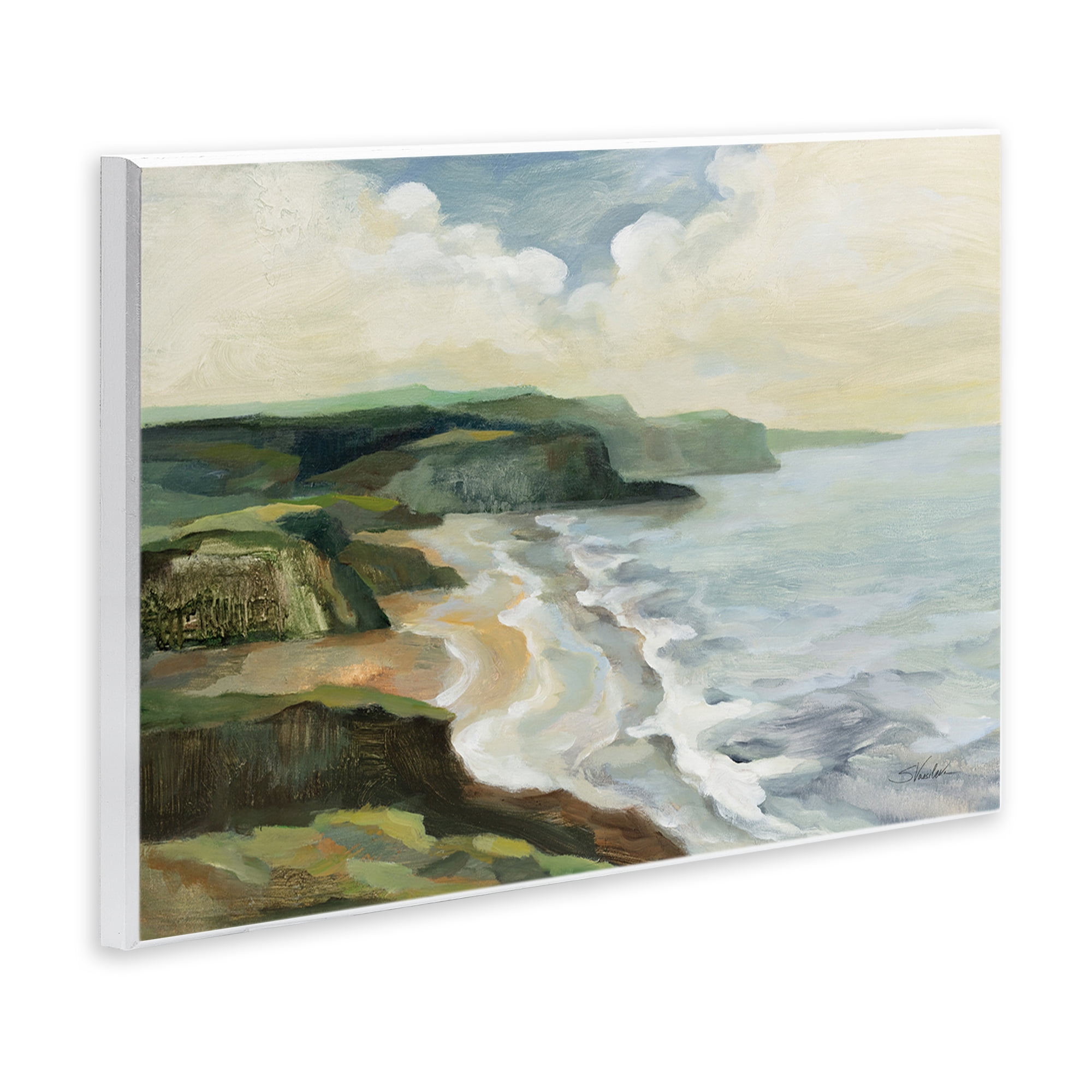 Stupell Industries Irish Coast Cliffs Landscape Painting Unframed Art Print Wall Art, 15 x 10