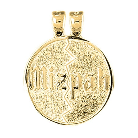 10K Yellow Gold Mizpah Pendant - 29 mm
