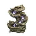 thumbnail image 1 of Hi-Line Gift Ltd Fontaine Cascade en Rondins à 4 Niveaux, Inclut Lumière LED sous-Marine et Pompe, 1 of 2