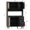 thumbnail image 7 of Rovaurx 70.9" Kitchen Pantry Cabinet with Microwave Shelf, Rattan Freestanding Storage Cabinet with Charging Station, Sideboard Buffet Cabinet with Drawers and Doors, Black and Natural KBG002BME, 7 of 7