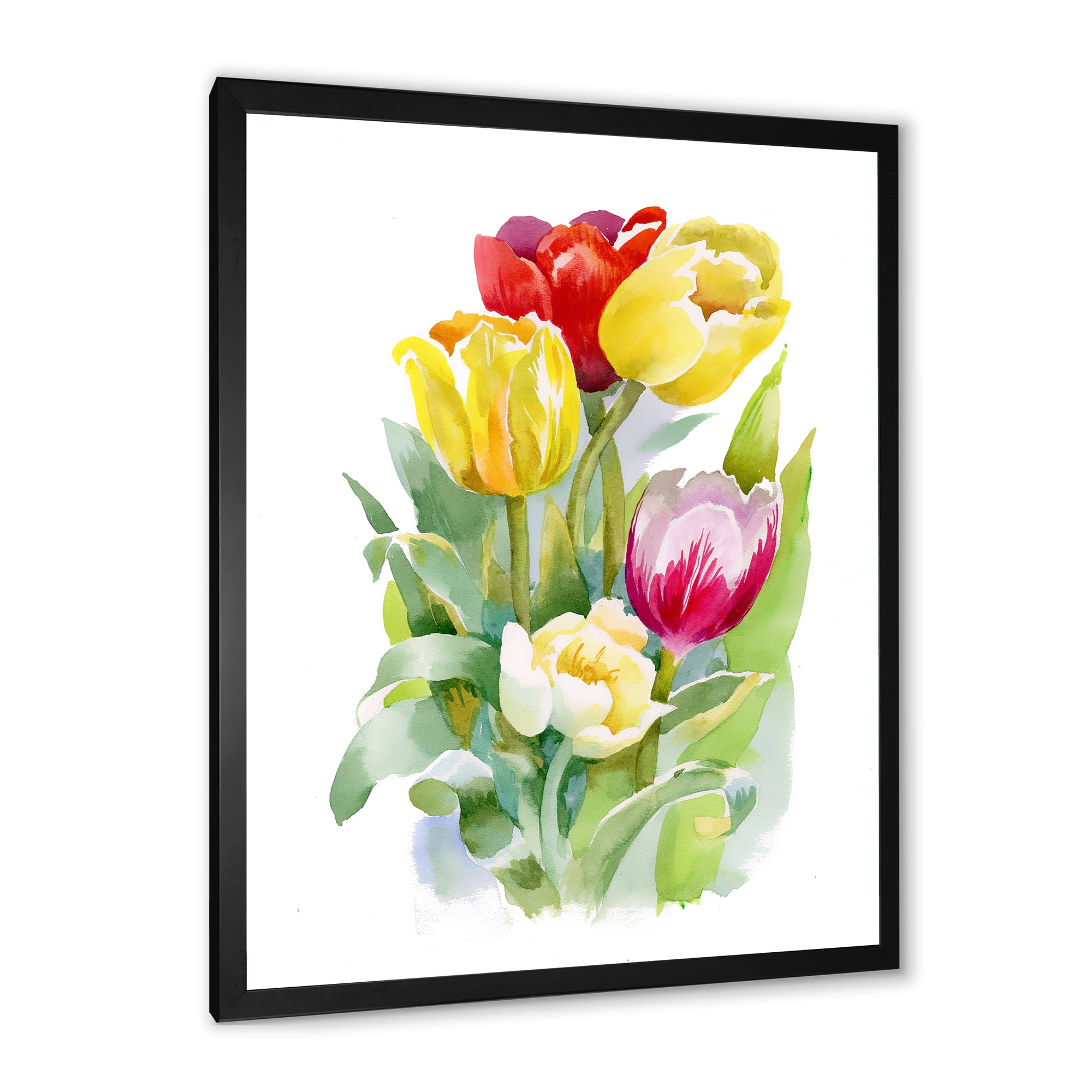 Designart 'Bouquet of Red and White Tulips' Traditional Framed Art Print