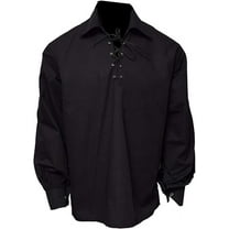 Claymore Black Highlander Kids Ghillie Shirt, Scottish Black Kilt Shirt for Boys, Kids - 5-6 Years