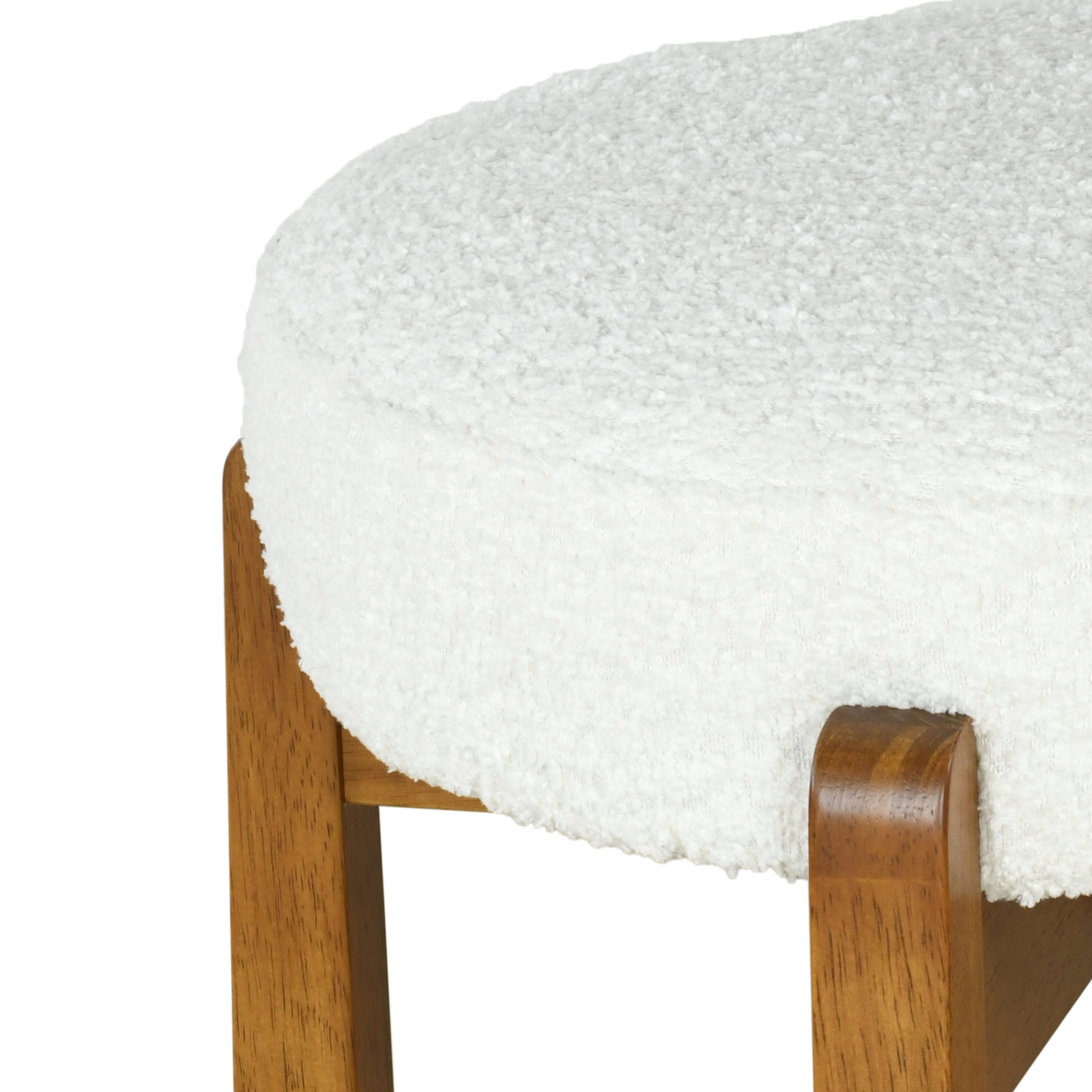 Noble House Elise Round Seat Bar Stool Set of 2,Ivory Upholstered Cushion,Walnut + White