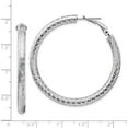thumbnail image 4 of 14K White Gold 4X35mm Diamond-Cut Round Omega Back Hoop Earrings (45.75 X 45.75) Made In Peru pre937w, 4 of 5