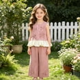 thumbnail image 2 of Gyexs 5T Girls Clothes Sleeveless Bow Crop Top Wide Leg Linen Pants 2026 Summer Cute Clothes #08 Pink 5-6 Years, 2 of 7