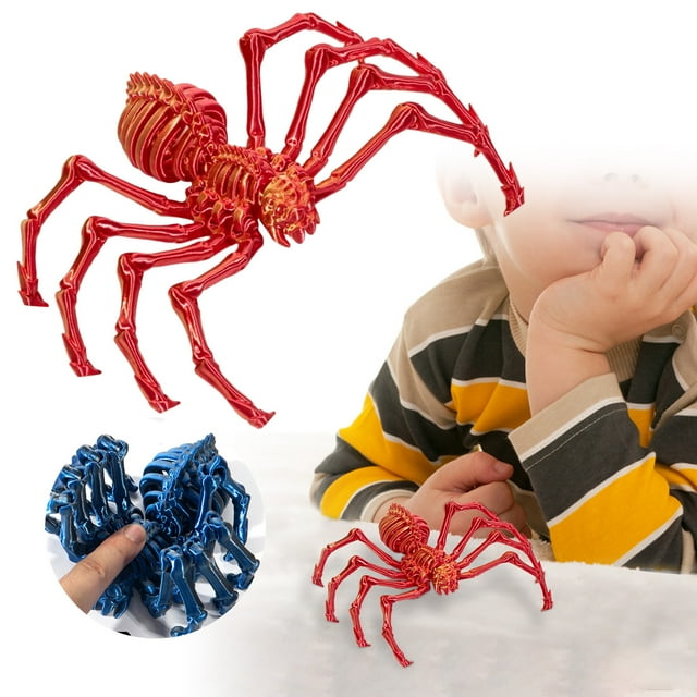(2 Pack) 3D Printed Springy Novelty Toy for Kids Halloween Party Prank Practical Jokes Elastic Jumping