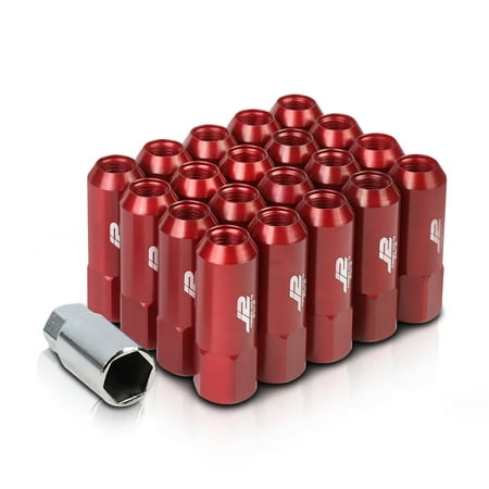 (20) J2 ENGINEERING Red M12x1.25 60mm Open Extended Tuner Wheel Lug Nut+Adapter
