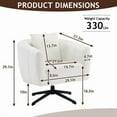 thumbnail image 5 of 360° Swivel Accent Chair, Modern Velvet Fabric Living Room Armchair, Comfy Wide Upholstered with Fluffy Cushion and Metal Legs, Barrel Chairs for Living Room, Lounge, Office Off white, 5 of 17