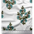 thumbnail image 1 of Soimoi Crepe Silk Fabric Leaves & Floral Block Print Fabric by The Yard 42 Inch Wide, 1 of 3