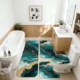 thumbnail image 2 of Blue and Gold Marble Pattern Bathroom Rug Set 4 Piece,Includes Contour,Lid Cover,Bath Mat,Non-Slip Extra Soft Absorbent Washable, 2 of 5