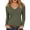 Army Green, variant on Women's V Neck Undershirt Long Sleeve Milk Silk Solid Color Slim Fit Soft Stretchy Base Layering Tee Brown XL