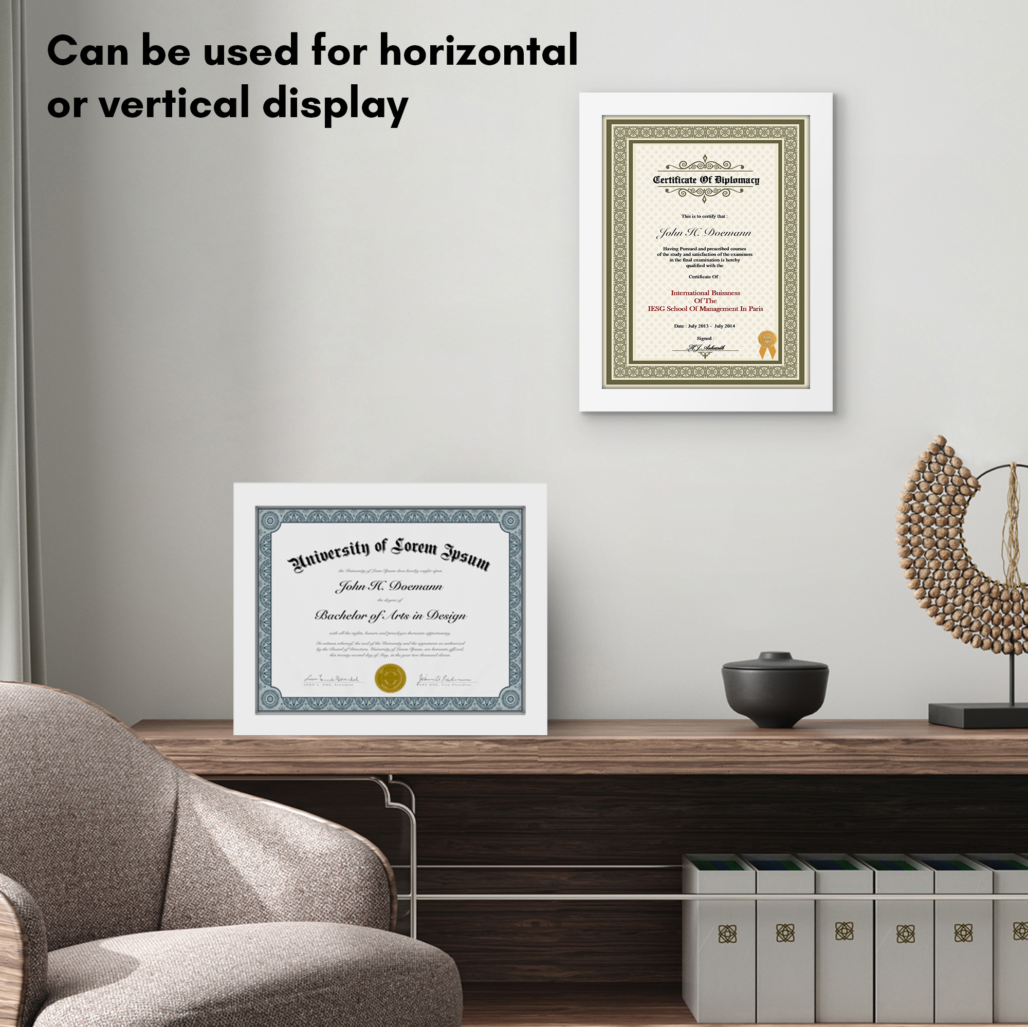Americanflat 8.5x11 Diploma Frame with Shatter-Resistant Glass Document Frames Legacy Collection Wall - White