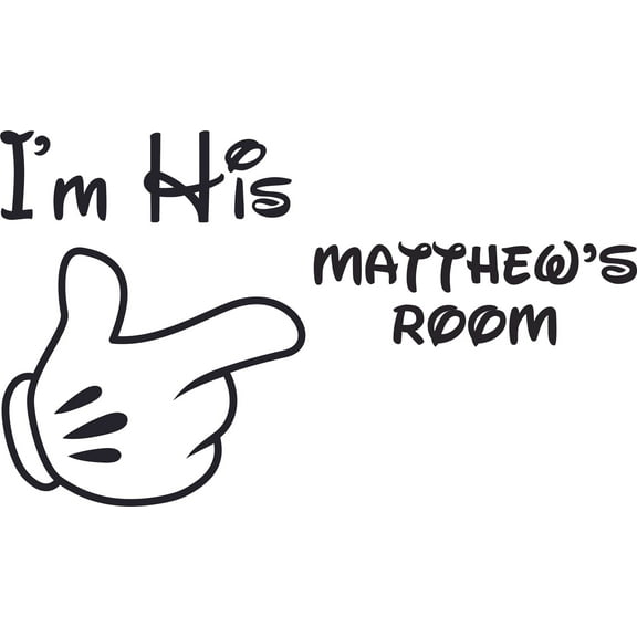 I'm His Cartoon Design Customized Name Wall Decal - Custom Vinyl Wall Art - Personalized Name - Baby Girls Boys Kids Bedroom Wall Decal Room Decor Stickers Decoration Size (30x27 inch)