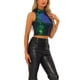 thumbnail image 4 of TOP CROP METÁLICO INSPIRADOR PARA MUJERES SIN MANGAS, BRILLANTE Y CON LENTEJUELAS, TALLA XL, VERDE AZUL, 4 of 6