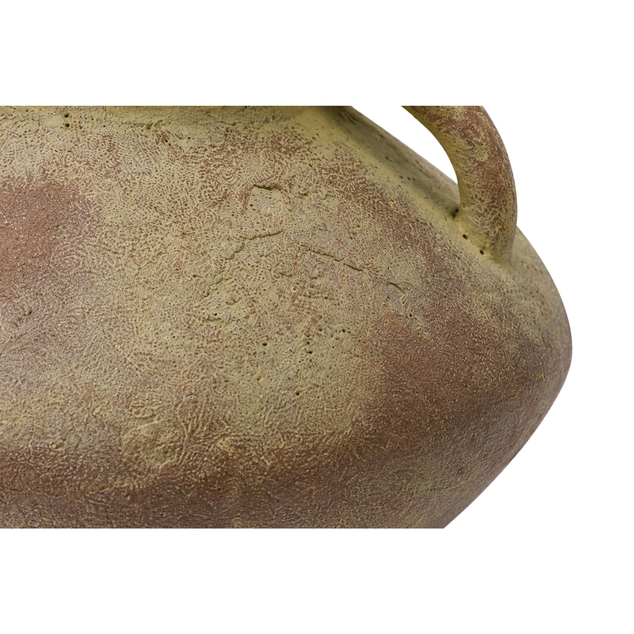 DecMode 7" Antique Style Textured Red Ceramic Vase with Handles