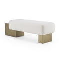 thumbnail image 2 of Modrest Triumph - Contemporary Off-White Fabric + Antique Brass Bench, 2 of 5
