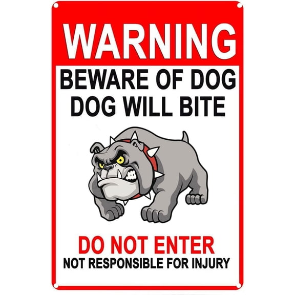Retro Funny Metal Sign Sheet Signs Tin Sign,Bulldog warning, beware of dog, dog will bite,outdoor Home Wall Decoration, size:8 x 12.