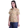 thumbnail image 2 of Moomaya T-shirt à Manches Courtes Imprimé pour Femme Col Boutonné Haut Décontracté, 2 of 5