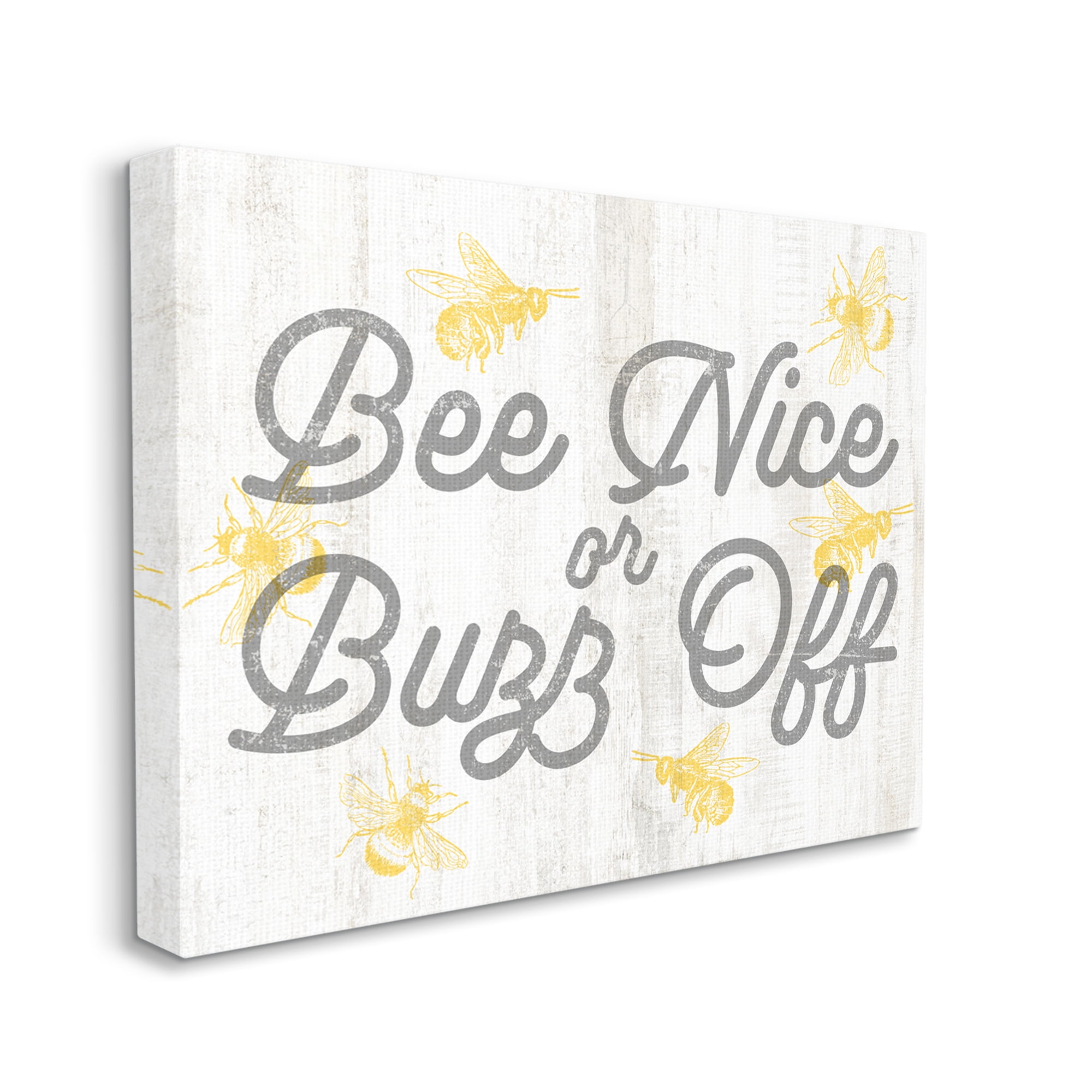 Stupell Industries Bee Nice or Buzz Off Phrase Animals & Insects Painting Gallery Wrapped Canvas Print Wall Art, 30 x 24