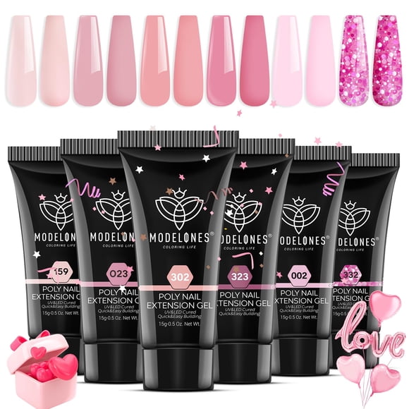 Set de gel de uñas Poly Collection Modelones Pink Confetti