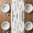 thumbnail image 6 of Blue White Table Runner - 108 Inch Long, Kitchen Dining Table Runner Dresser Scarves, Gold Graffiti Painting Art Retro Country Farmhouse Decor for Coffee Tables Wedding Party Banquet, 6 of 8