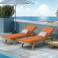thumbnail image 2 of Noble House Bexley Cushion Acacia Wood Outdoor Chaise Lounge - Set of 2, Teak/Orange, 2 of 8