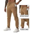 thumbnail image 3 of Taigaofy Men's Winter Fleece Lined Stretch Sweat Pants Zipper Pocket Khaki XL, 3 of 7
