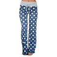 thumbnail image 1 of iChunhua Women's Comfy Stretch Floral Print Drawstring Palazzo Wide Leg Lounge Pant Blue #3 Small, 1 of 2