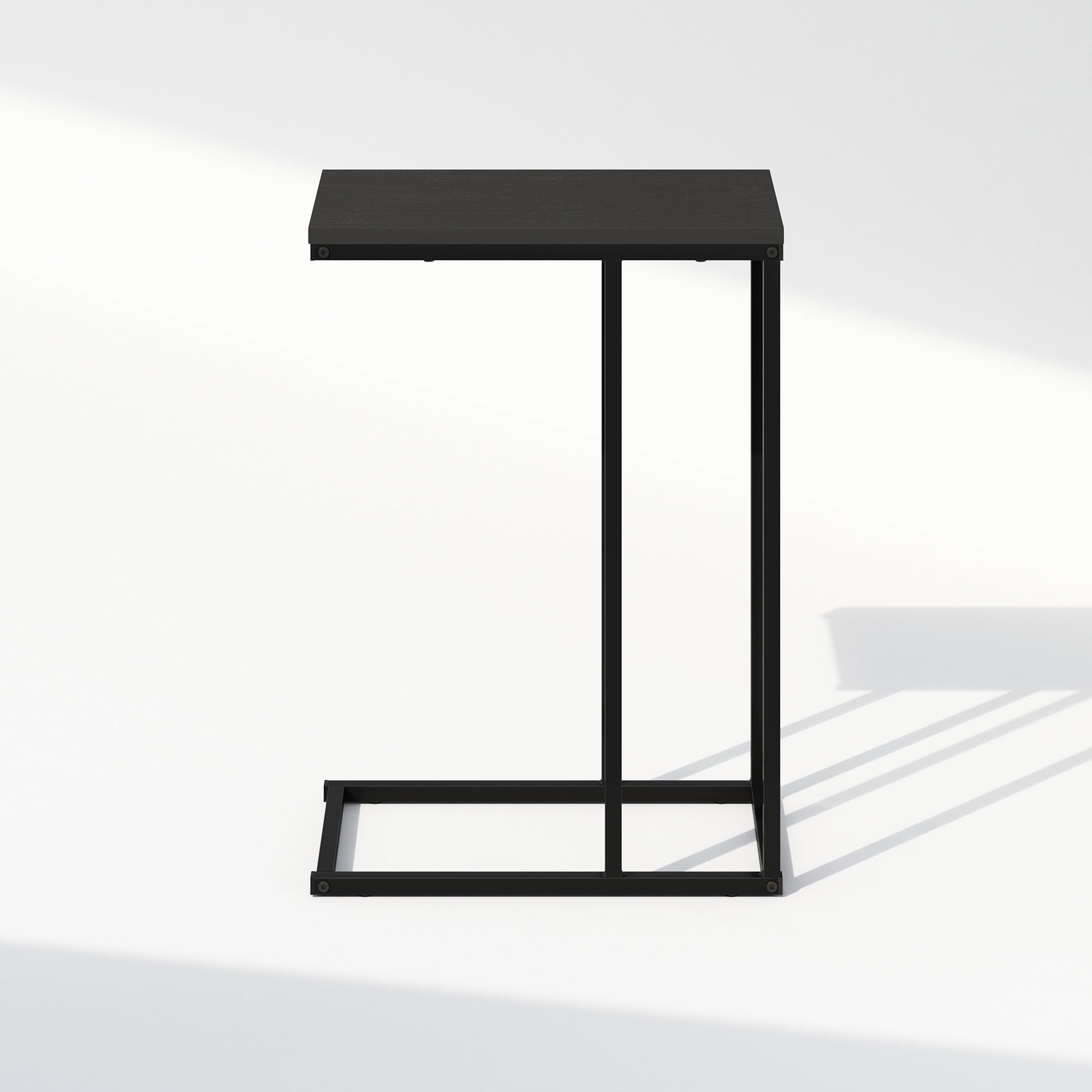 Furinno C-Shaped Side Table, End Table for Couch, Sofa & Bed with Metal Frame, Americano