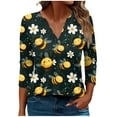 thumbnail image 2 of Lorytime Womens 3/4 Sleeve Shirts Plus Size Tunic Cotton Bee Festival Tops Casual V Neck Shirts Funny Honey Bee Print T Shirts 2025 Trendy Spring Summer Ladies Tops Loose Fit Outfits Pullover XL, 2 of 5