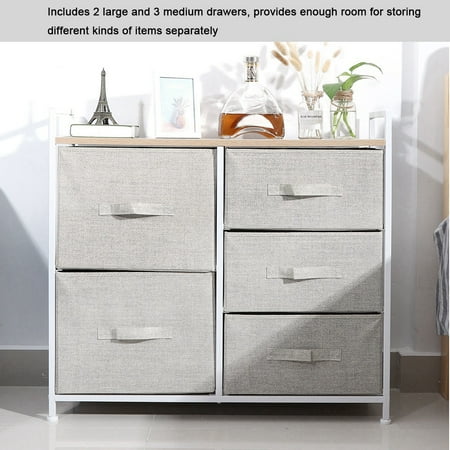5 Drawers Detachable Fabric Drawer Iron Frame Bedroom Closet Room
